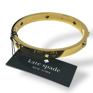 Kate Spade New York Spot the Spade Gold Studded Hinged Bangle Bracelet NWT